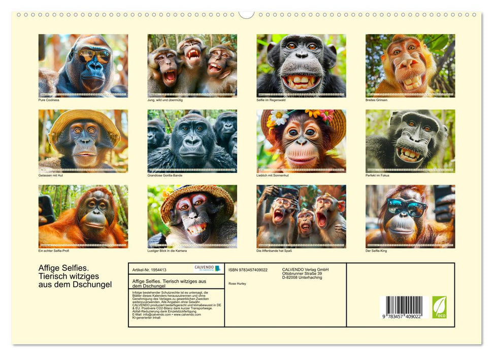 Affige Selfies. Tierisch witziges aus dem Dschungel (CALVENDO Premium Wandkalender 2026)