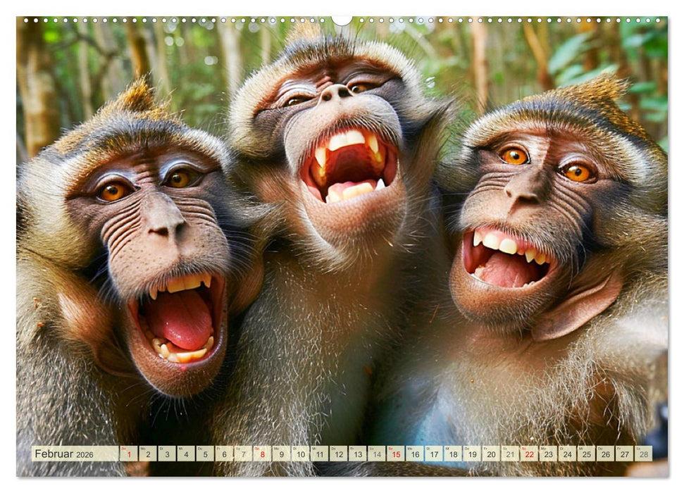 Affige Selfies. Tierisch witziges aus dem Dschungel (CALVENDO Premium Wandkalender 2026)