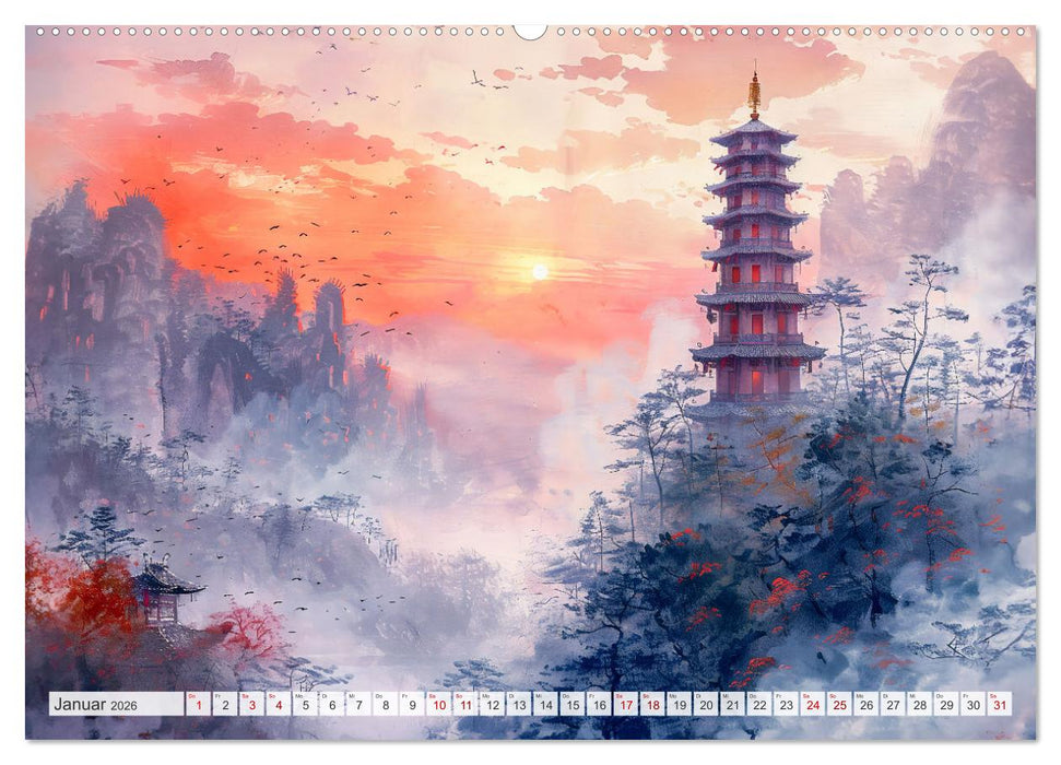 Die Essenz von China - Chinesische Landschaften und Symbole in Harmonie (CALVENDO Premium Wandkalender 2026)