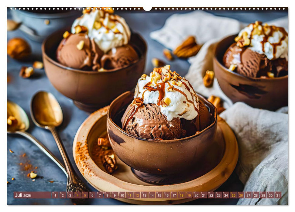 Alles Schokolade oder was?! - Heiße und kalte Gaumenfreuden aus Schokolade (CALVENDO Premium Wandkalender 2026)