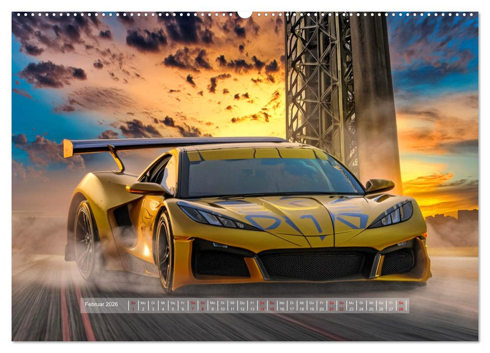 Fantasievolle Rennautos - Im Rausch der Geschwindigkeit (CALVENDO Wandkalender 2026)