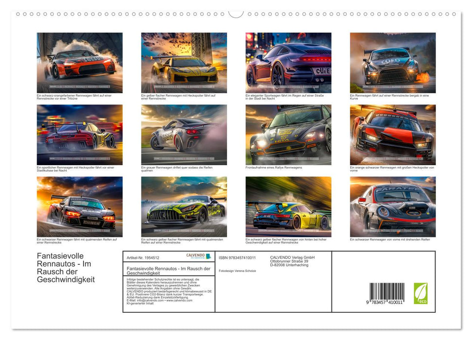 Fantasievolle Rennautos - Im Rausch der Geschwindigkeit (CALVENDO Premium Wandkalender 2026)