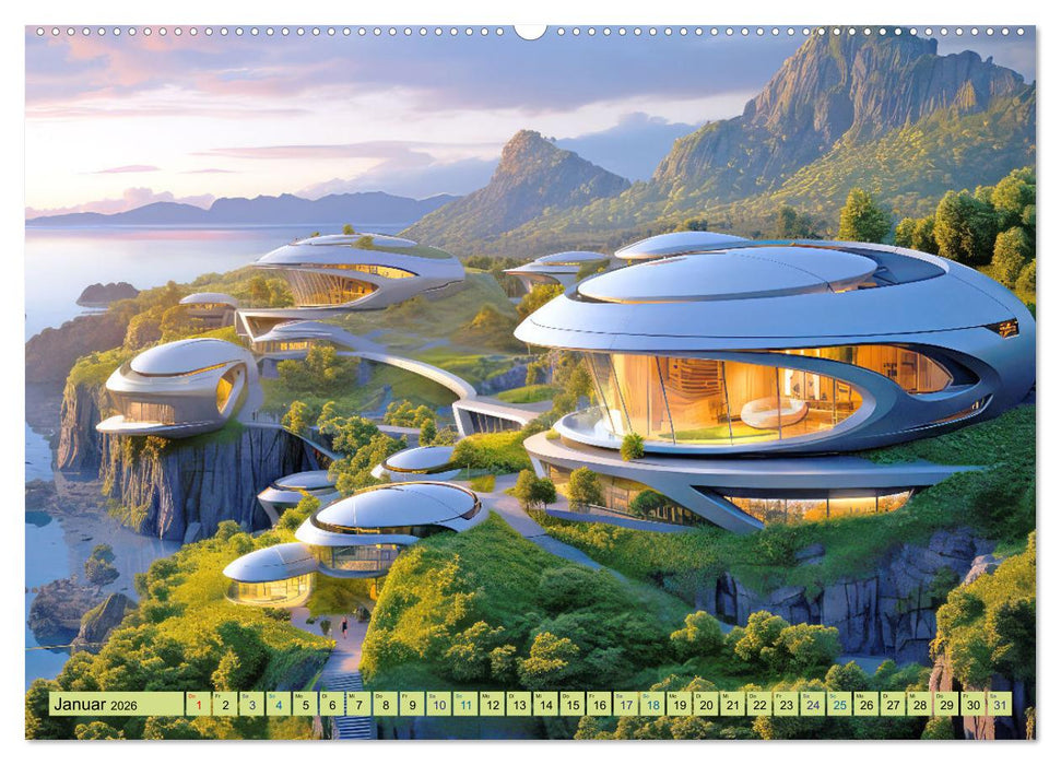 Futuristische moderne Behausungen (CALVENDO Premium Wandkalender 2026)