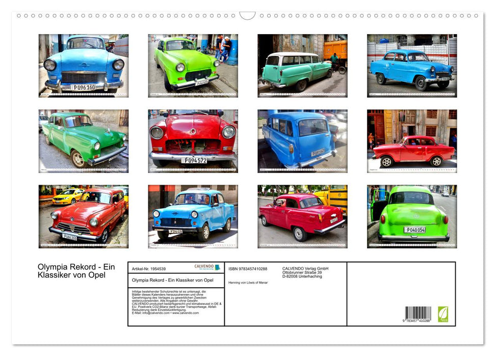Olympia Rekord - Ein Klassiker von Opel (CALVENDO Wandkalender 2026)