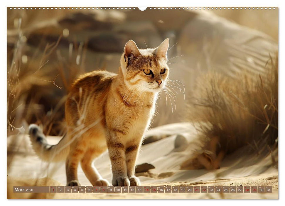 Wenn die wilden Katzen leise durch ihr Revier streifen (CALVENDO Premium Wandkalender 2026)