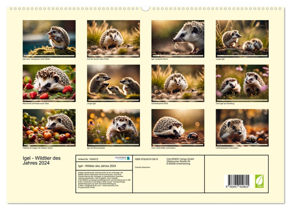 Igel - Wildtier des Jahres 2024 (CALVENDO Premium Wandkalender 2026)