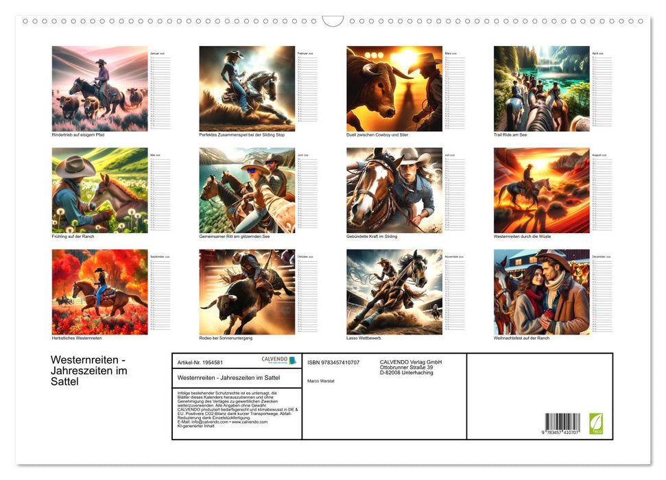 Westernreiten - Jahreszeiten im Sattel (CALVENDO Wandkalender 2026)