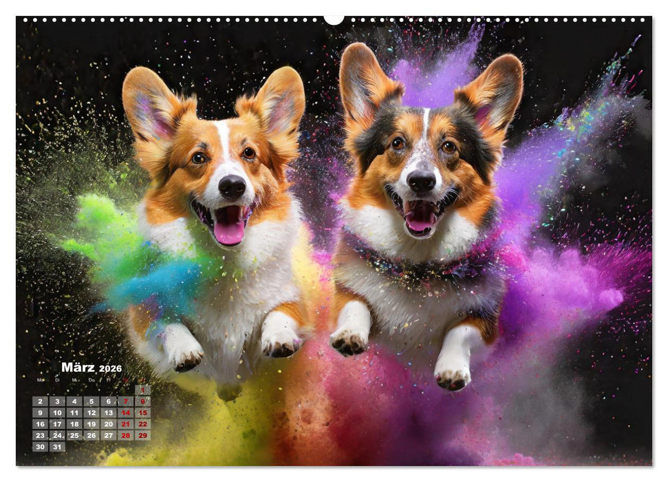 Holi Pulver - Doppelte Action (CALVENDO Premium Wandkalender 2026)