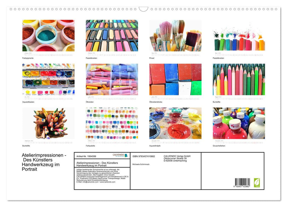 Atelierimpressionen - Des Künstlers Handwerkzeug im Portrait (CALVENDO Wandkalender 2026)