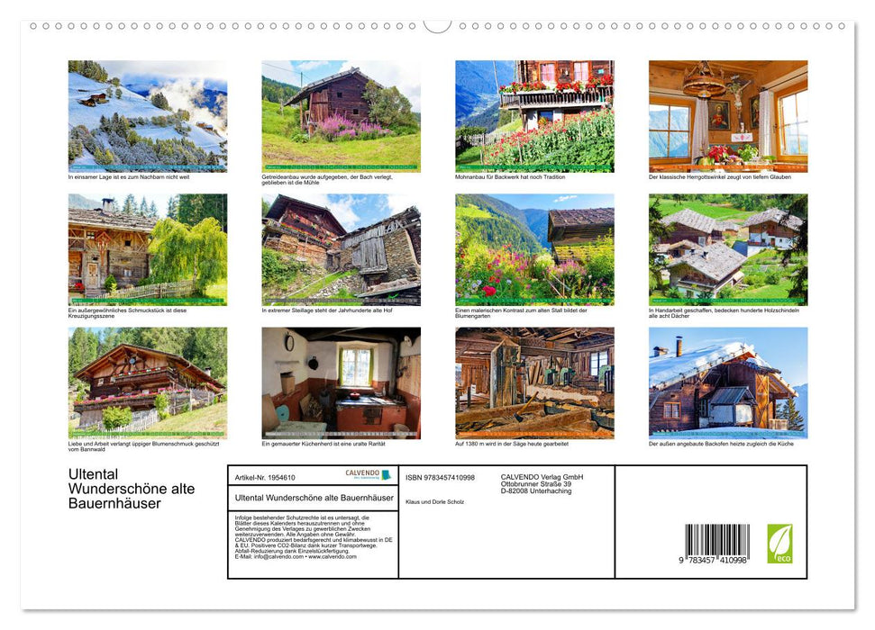 Ultental Wunderschöne alte Bauernhäuser (CALVENDO Premium Wandkalender 2026)