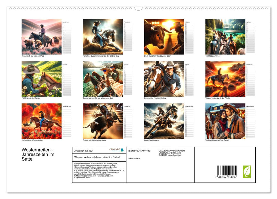 Westernreiten - Jahreszeiten im Sattel (CALVENDO Premium Wandkalender 2026)