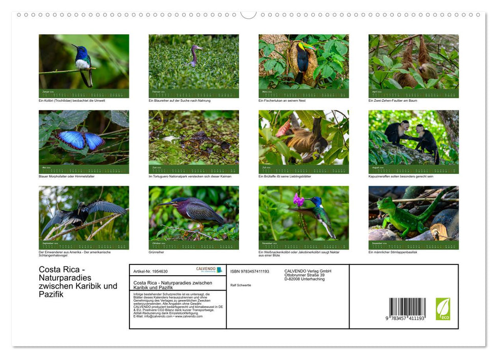 Costa Rica - Naturparadies zwischen Karibik und Pazifik (CALVENDO Premium Wandkalender 2026)