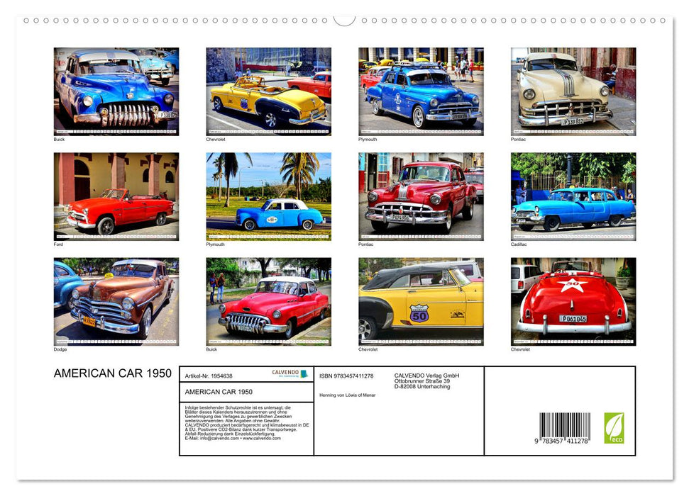 AMERICAN CAR 1950 (CALVENDO Premium Wandkalender 2026)