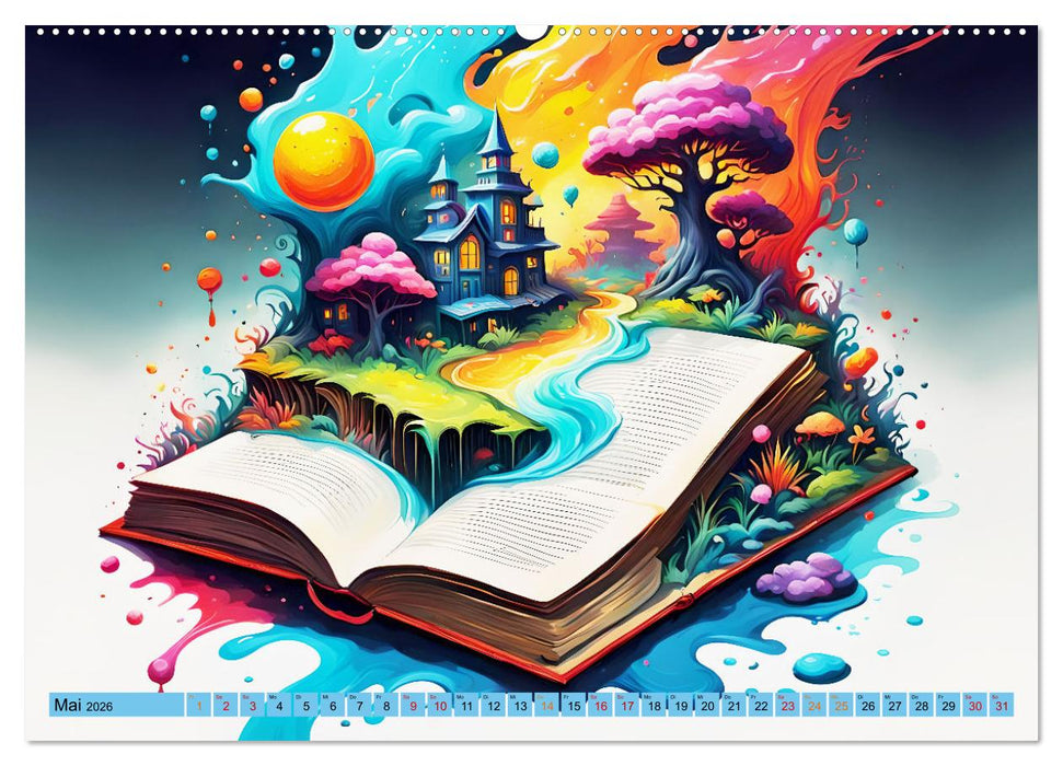 Bunte Bücherseiten (CALVENDO Premium Wandkalender 2026)