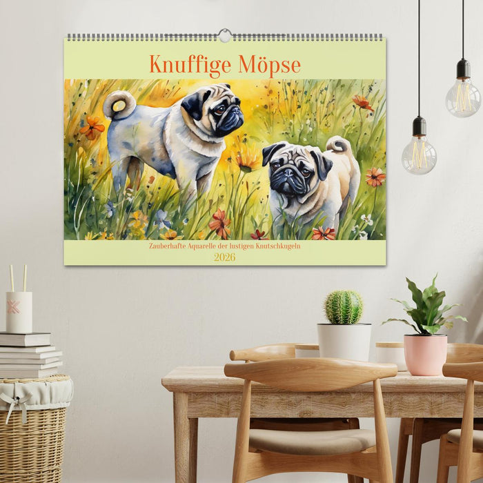 Knuffige Möpse (CALVENDO Wandkalender 2026)
