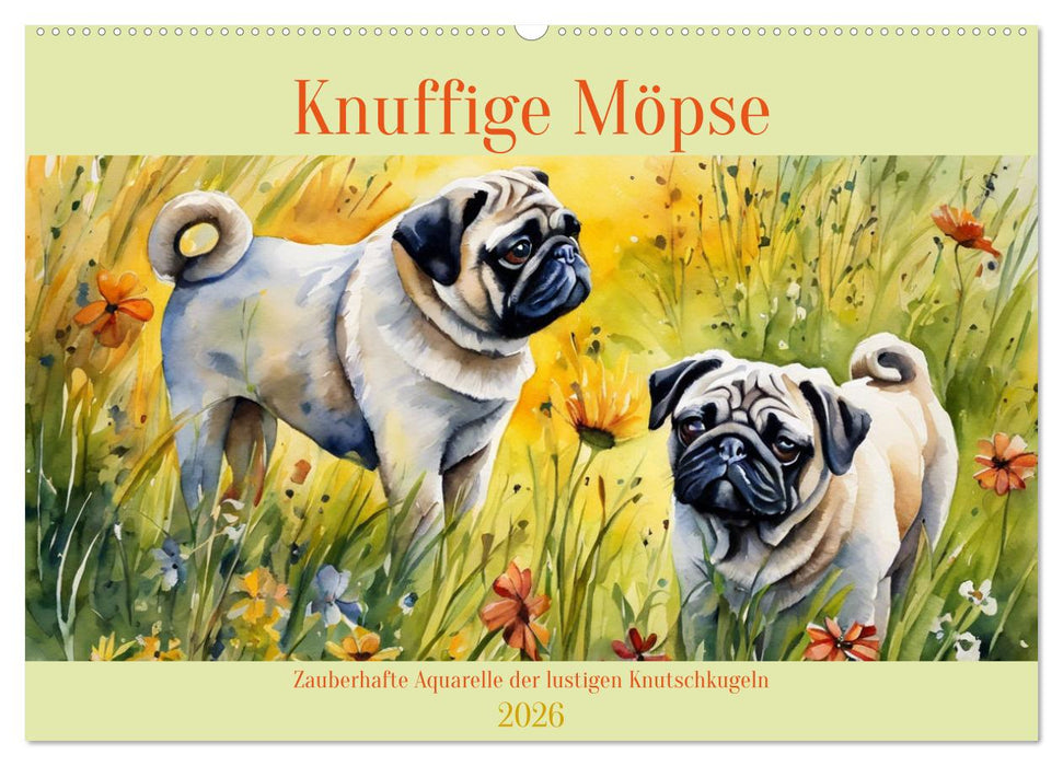 Knuffige Möpse (CALVENDO Wandkalender 2026)
