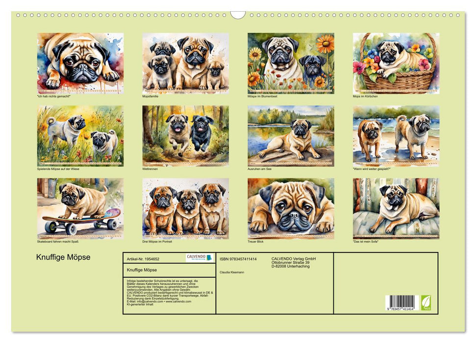 Knuffige Möpse (CALVENDO Wandkalender 2026)