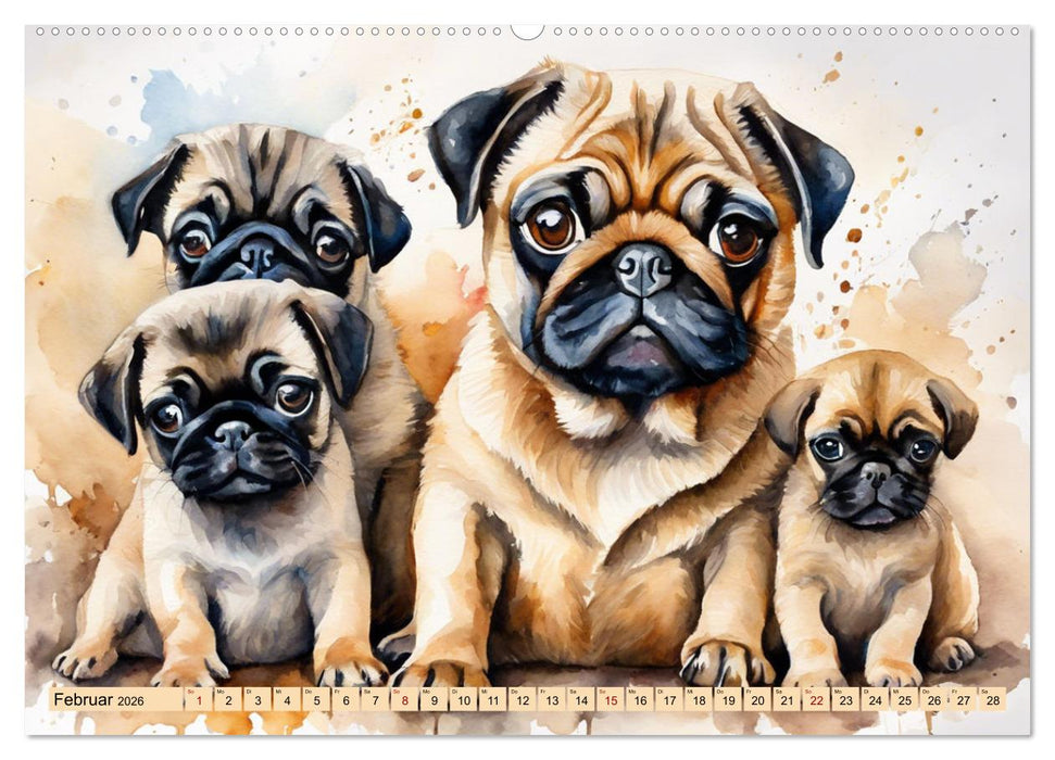 Knuffige Möpse (CALVENDO Wandkalender 2026)