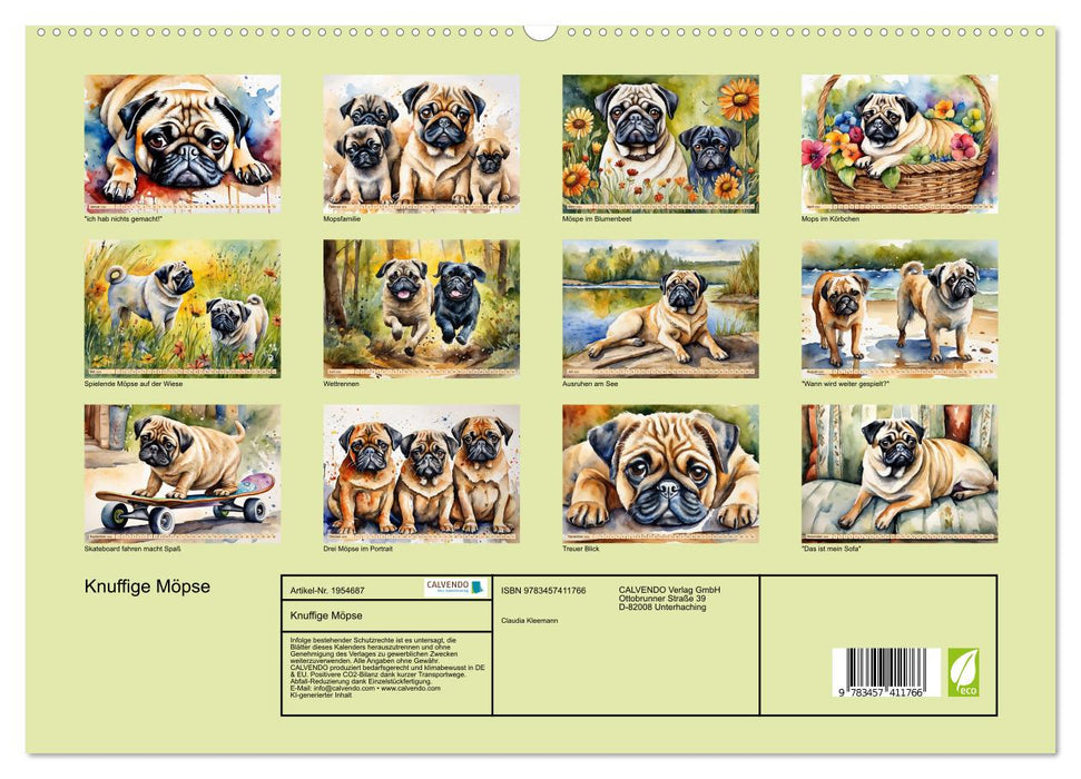 Knuffige Möpse (CALVENDO Premium Wandkalender 2026)