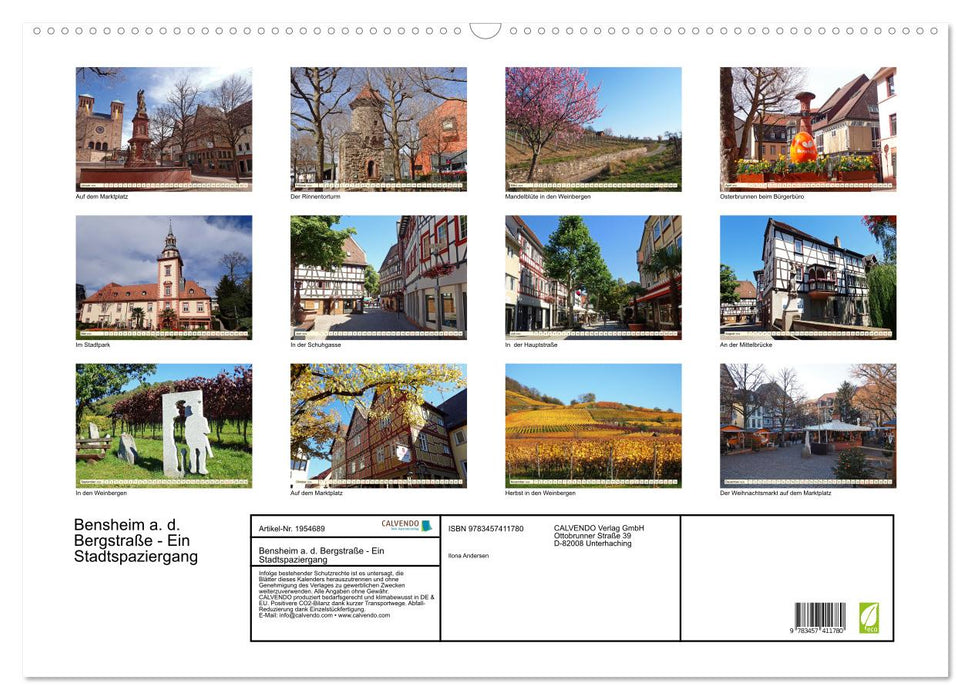 Bensheim a. d. Bergstraße - Ein Stadtspaziergang (CALVENDO Wandkalender 2026)