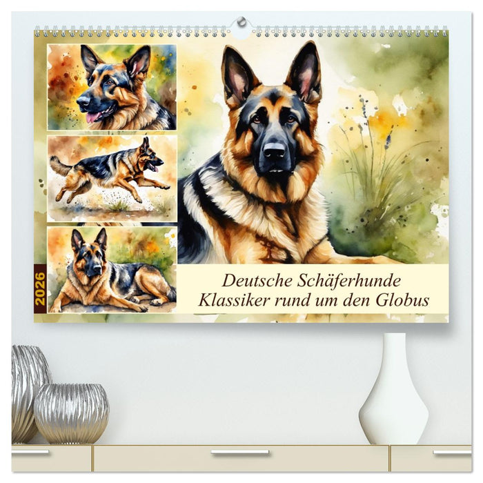 Deutsche Schäferhunde - Klassiker rund um den Globus (CALVENDO Premium Wandkalender 2026)