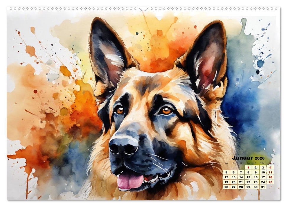 Deutsche Schäferhunde - Klassiker rund um den Globus (CALVENDO Premium Wandkalender 2026)