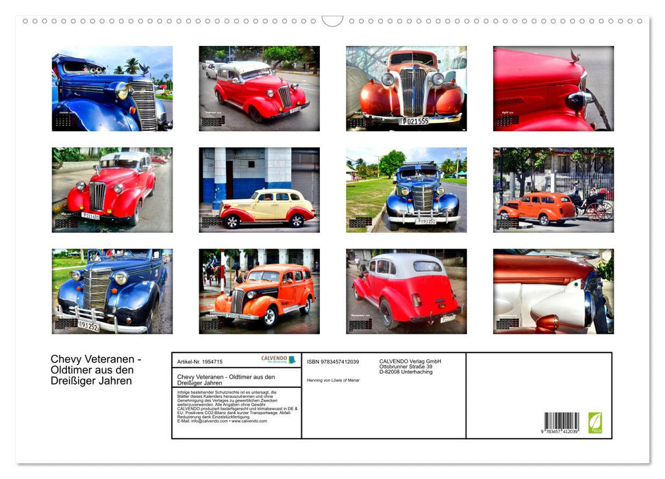 Chevy Veteranen - Oldtimer aus den Dreißiger Jahren (CALVENDO Wandkalender 2026)