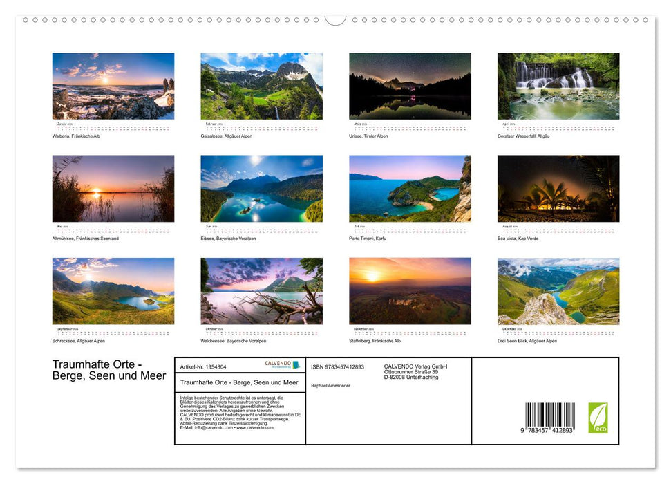 Traumhafte Orte - Berge, Seen und Meer (CALVENDO Premium Wandkalender 2026)