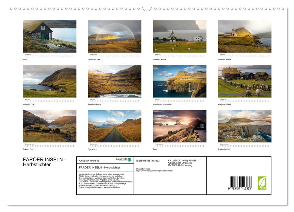 FÄRÖER INSELN - Herbstlichter (CALVENDO Premium Wandkalender 2026)