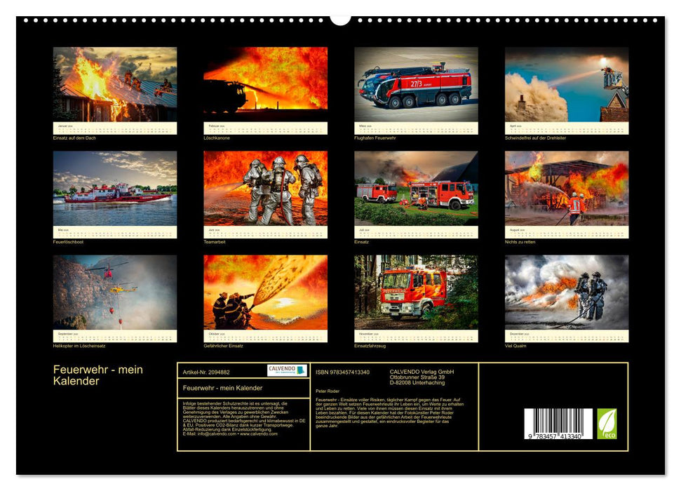Feuerwehr - mein Kalender (CALVENDO Premium Wandkalender 2026)