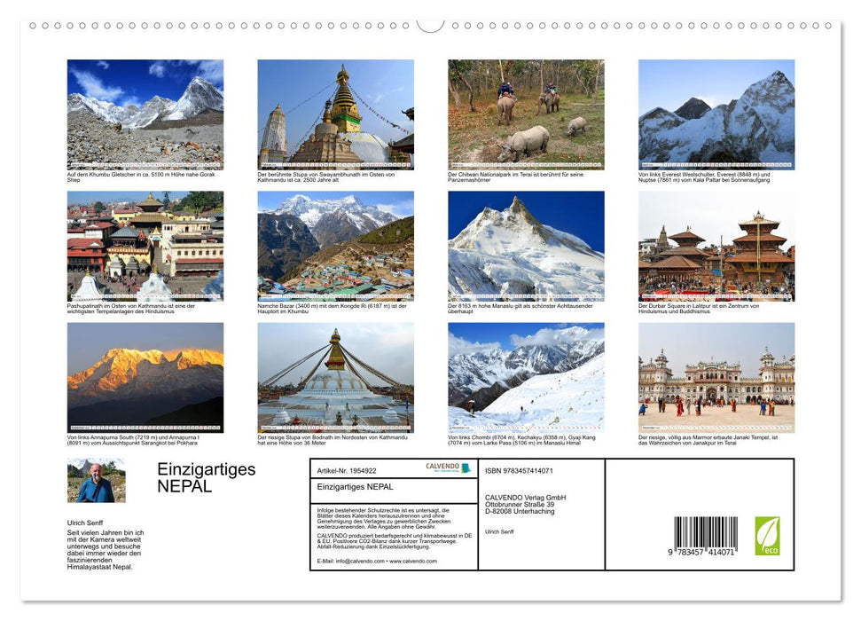 Einzigartiges NEPAL (CALVENDO Premium Wandkalender 2026)