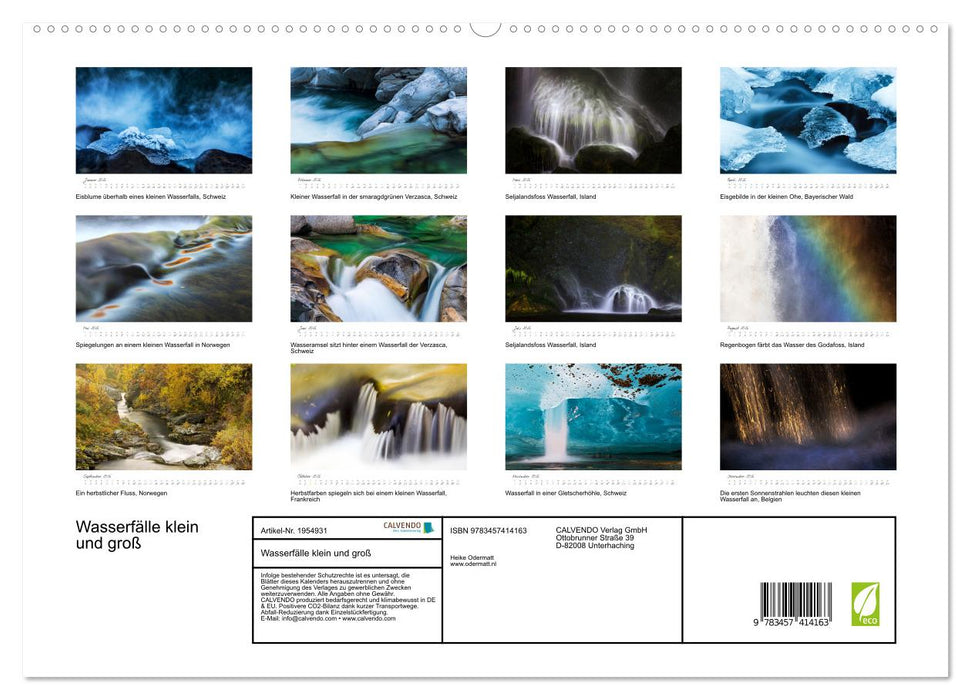 Wasserfälle klein und groß (CALVENDO Premium Wandkalender 2026)