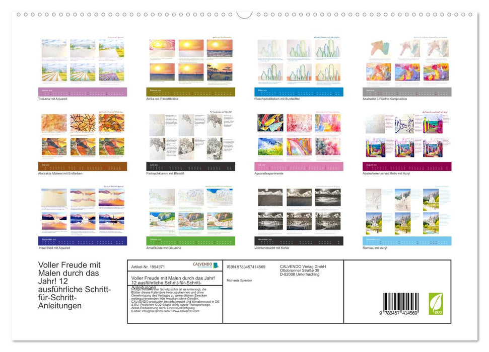 Voller Freude mit Malen durch das Jahr! 12 ausführliche Schritt-für-Schritt-Anleitungen (CALVENDO Premium Wandkalender 2026)