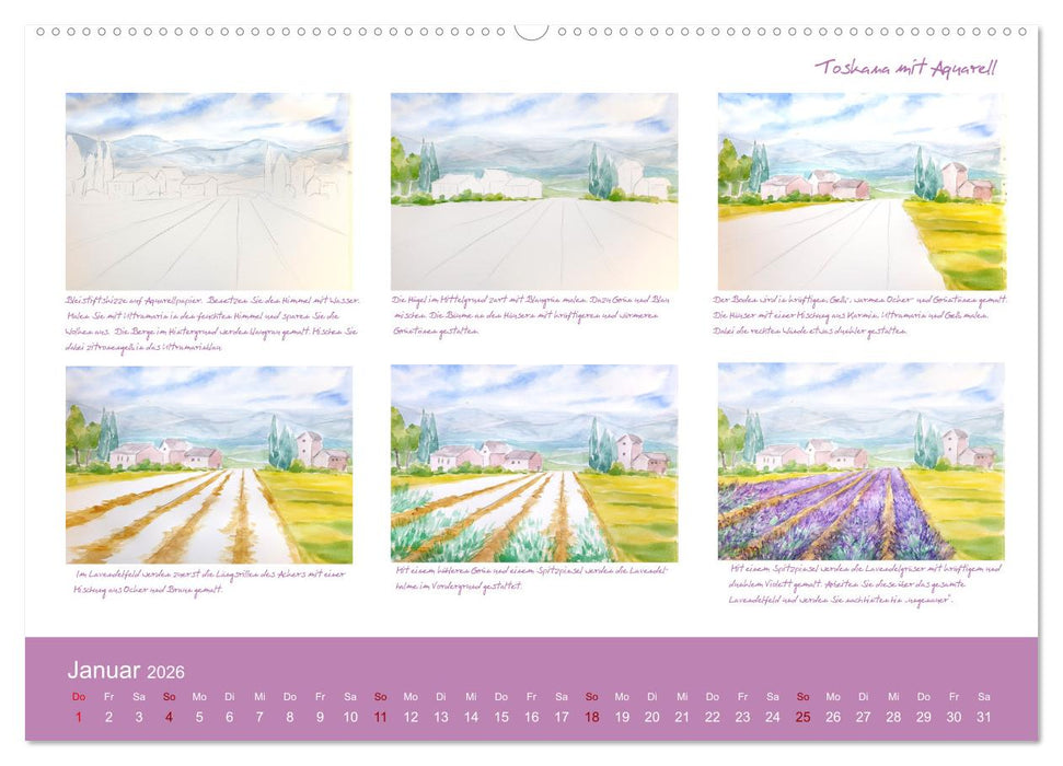 Voller Freude mit Malen durch das Jahr! 12 ausführliche Schritt-für-Schritt-Anleitungen (CALVENDO Premium Wandkalender 2026)