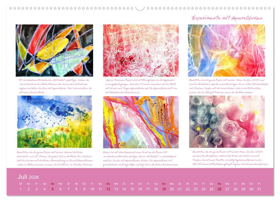Voller Freude mit Malen durch das Jahr! 12 ausführliche Schritt-für-Schritt-Anleitungen (CALVENDO Premium Wandkalender 2026)