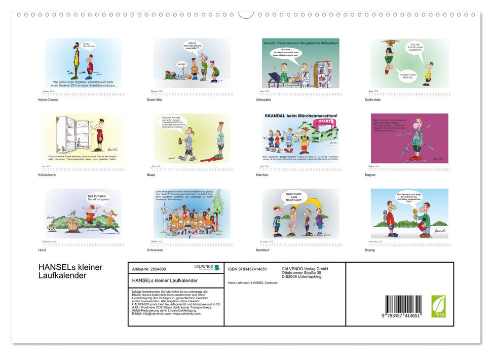 HANSELs kleiner Laufkalender (CALVENDO Premium Wandkalender 2026)