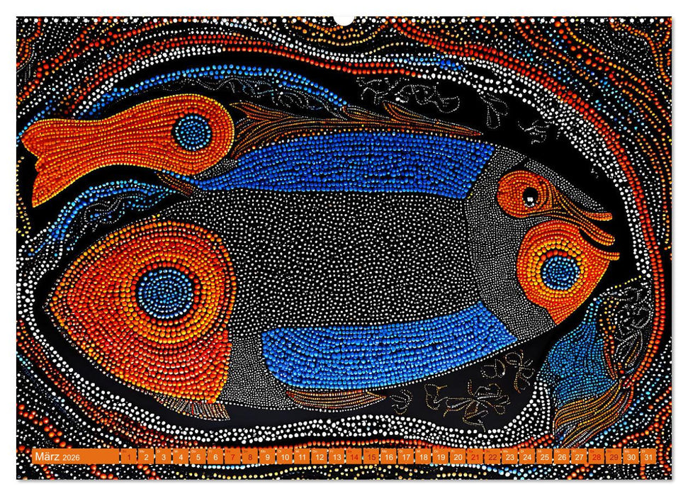 Traumzeit - KI-generierte Aborigine-Kunst aus dem Herzen Australiens (CALVENDO Wandkalender 2026)
