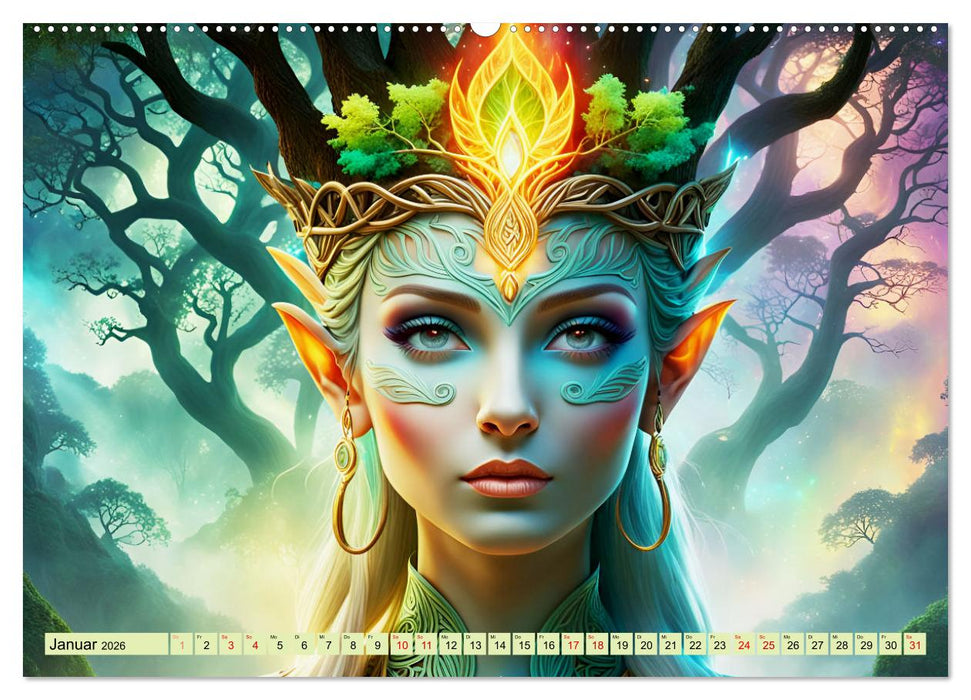 Elfen Zauberhafte Fantasiewesen (CALVENDO Premium Wandkalender 2026)