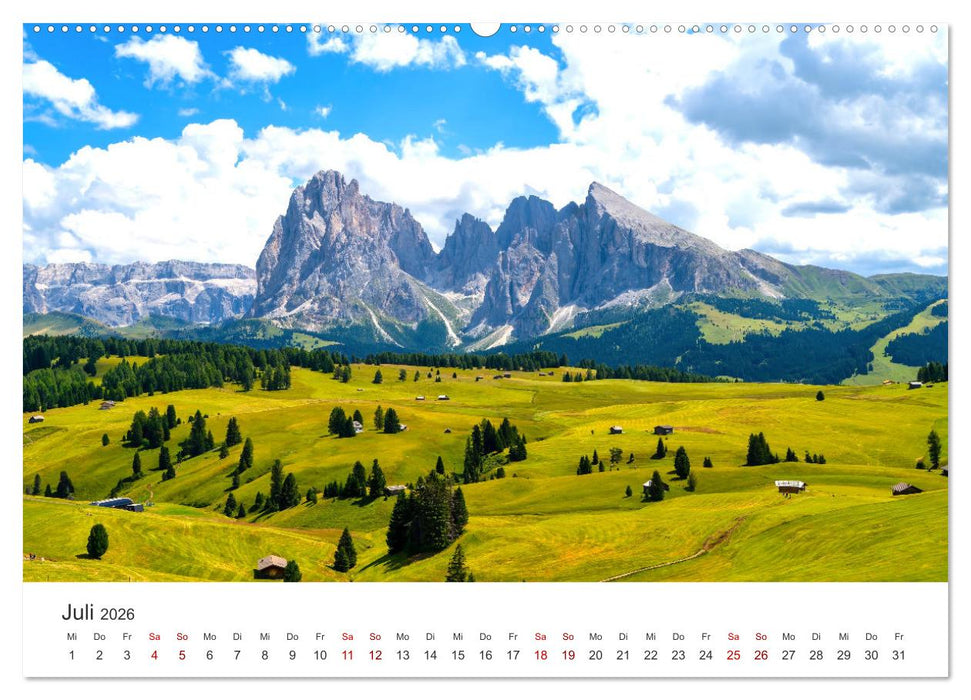 Seiser Alm - Im Herzen der Dolomiten. (CALVENDO Premium Wandkalender 2026)