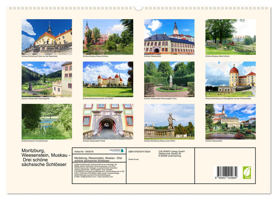 Moritzburg, Weesenstein, Muskau - Drei schöne sächsische Schlösser (CALVENDO Premium Wandkalender 2026)
