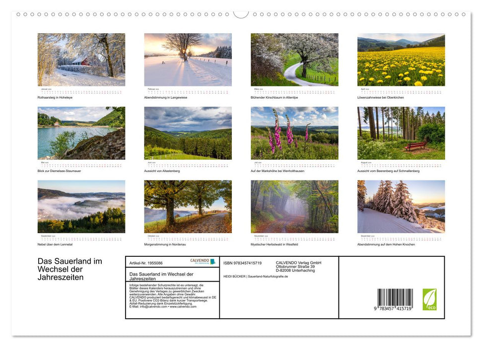 Das Sauerland im Wechsel der Jahreszeiten (CALVENDO Premium Wandkalender 2026)