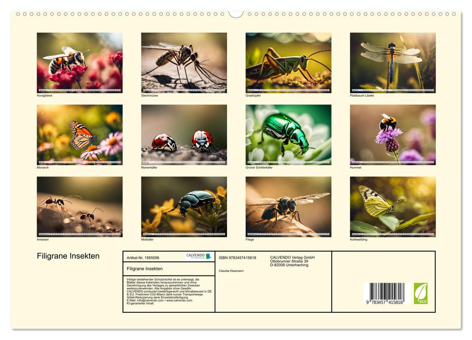 Filigrane Insekten (CALVENDO Premium Wandkalender 2026)