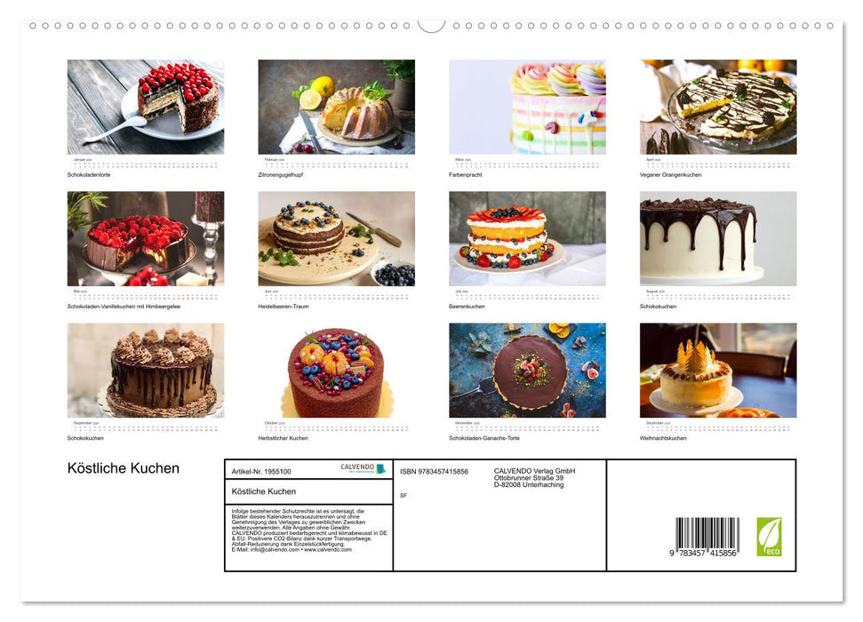 Köstliche Kuchen (CALVENDO Premium Wandkalender 2026)