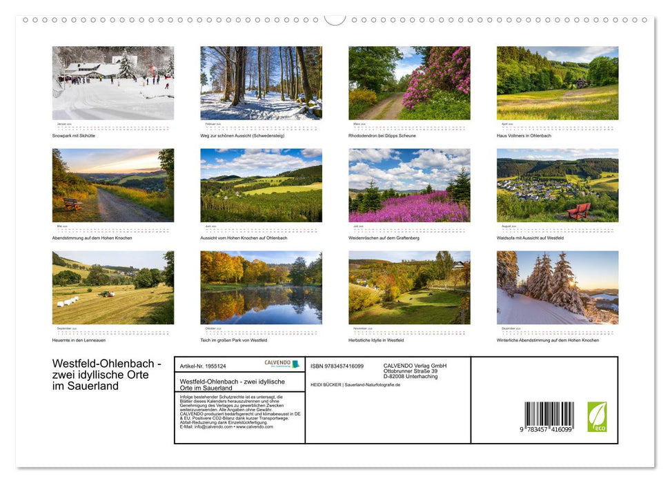 Westfeld-Ohlenbach - zwei idyllische Orte im Sauerland (CALVENDO Premium Wandkalender 2026)
