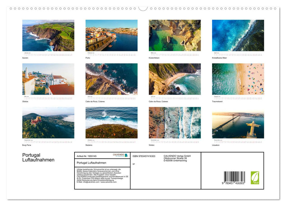 Portugal Luftaufnahmen (CALVENDO Premium Wandkalender 2026)