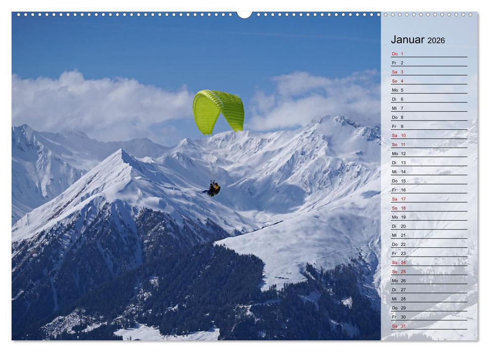 Gleitschirmfliegen in den Tuxer Alpen (CALVENDO Wandkalender 2026)