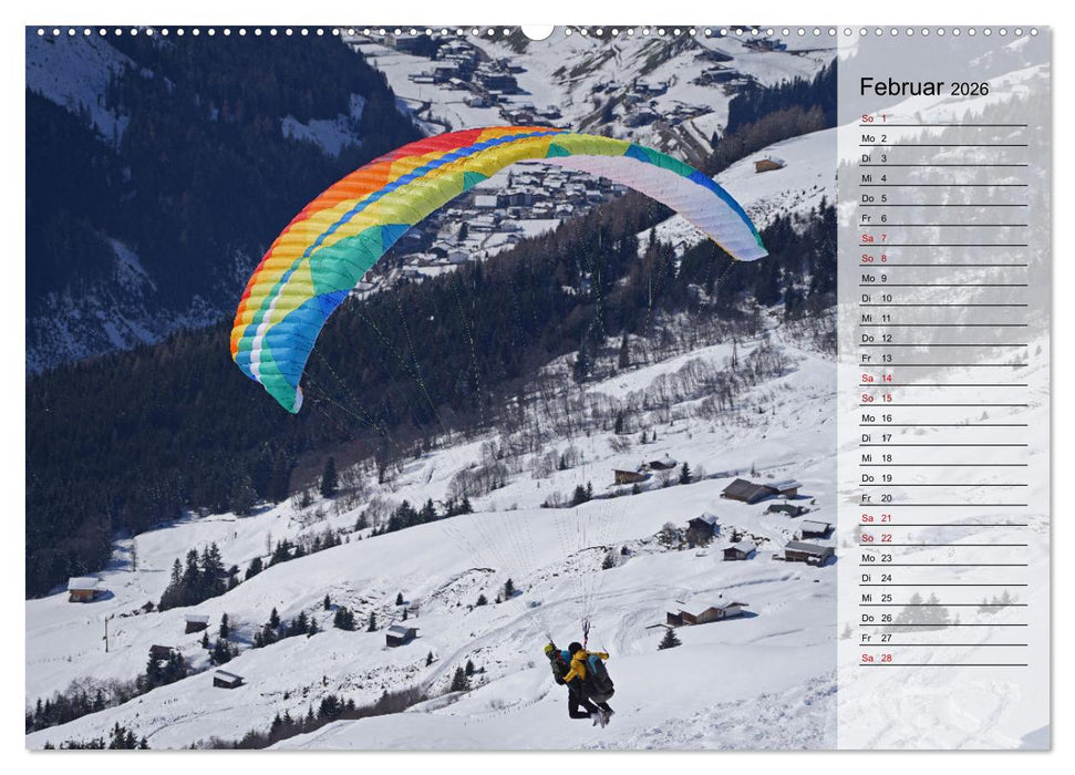 Gleitschirmfliegen in den Tuxer Alpen (CALVENDO Wandkalender 2026)