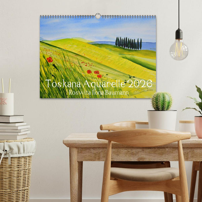 Toskana Aquarelle (CALVENDO Wandkalender 2026)