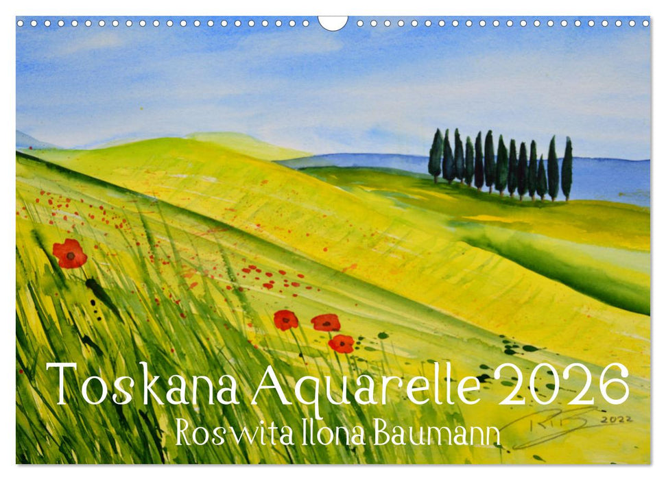 Toskana Aquarelle (CALVENDO Wandkalender 2026)