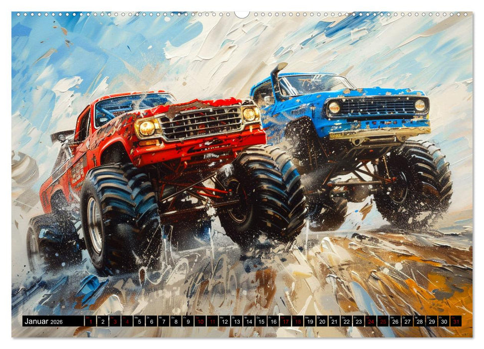 Wilde Monstertrucks (CALVENDO Premium Wandkalender 2026)